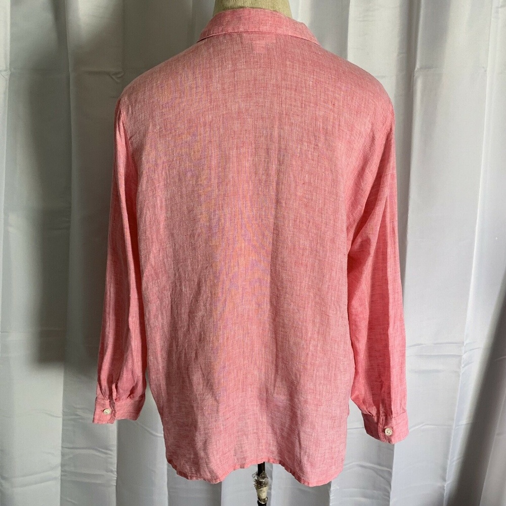 J Jill Love Linen Long Sleeve Button Front Shirt - Picture 4 of 6